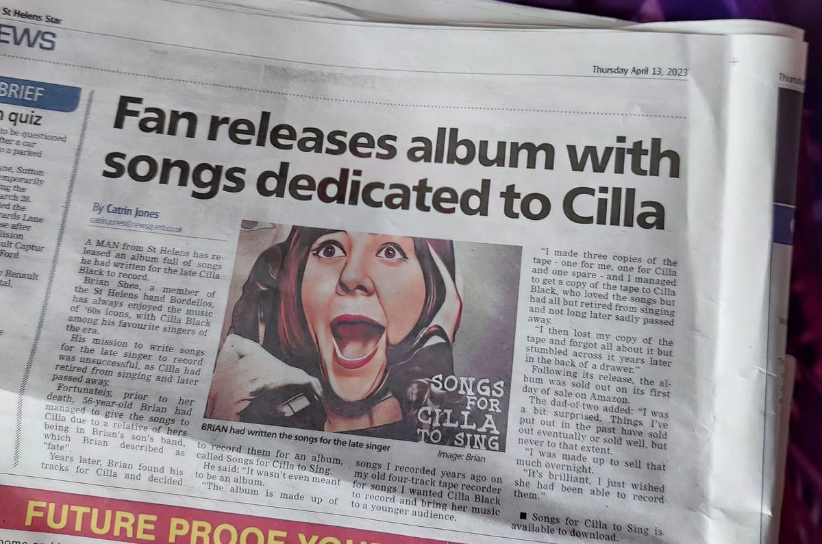 St. Helens Star Spotlights Brian Shea's Heartfelt Album, "Songs for Cilla to Sing"